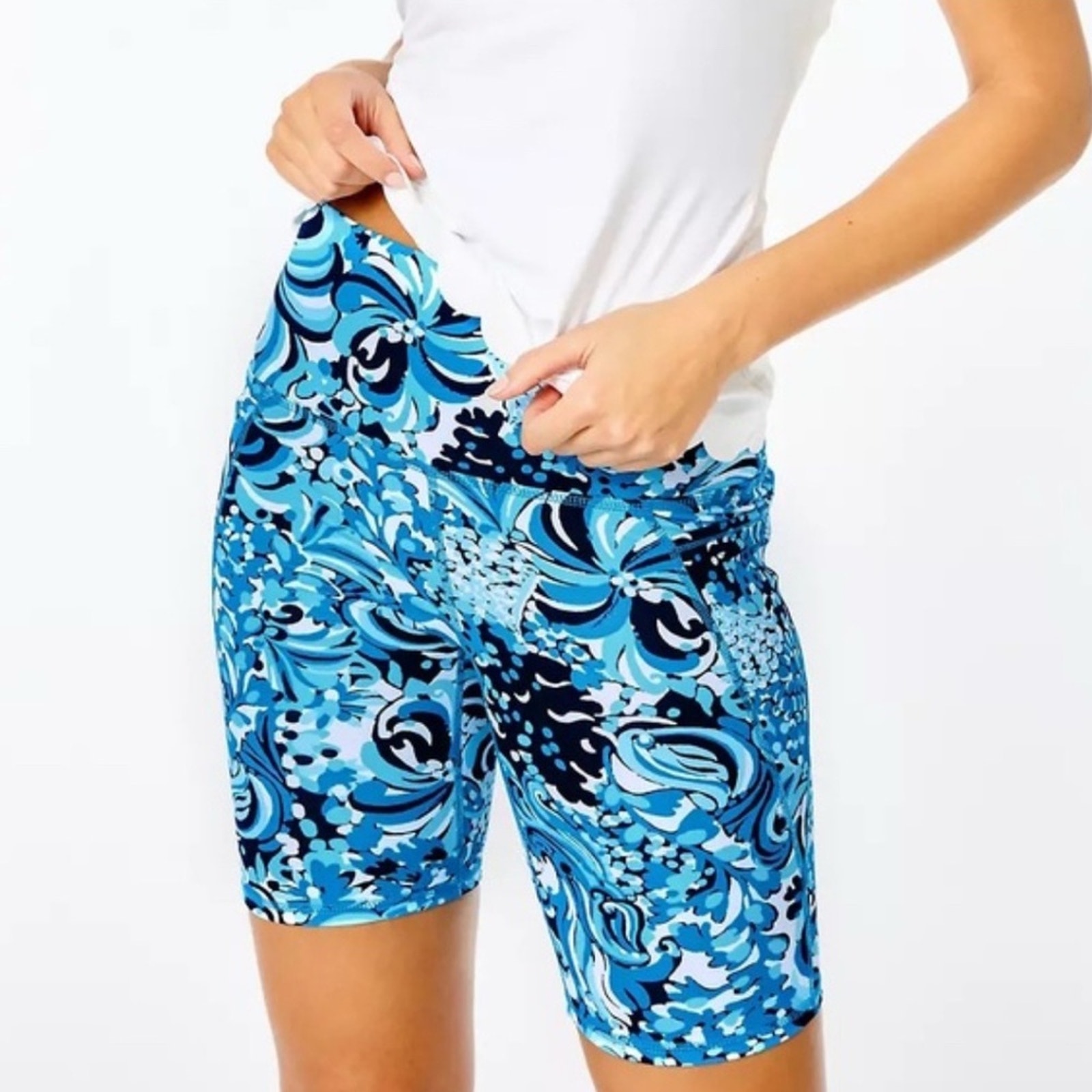 Lilly Pulitzer Luxletic South Beach High Rise Bike Shorts In Mermazing